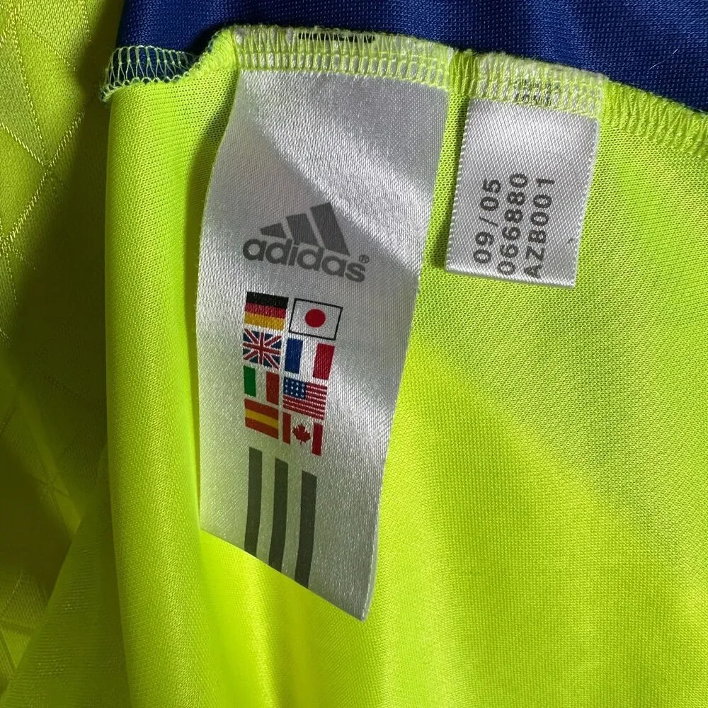Adidas Soccer Jersey Shirt Mens Large Neon Green Blue Climacool Performance